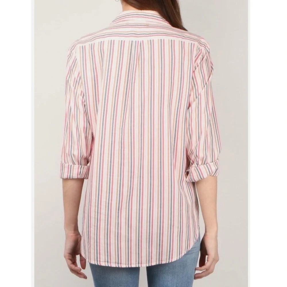 XIRENA Beau Striped Button Down‎ Blouse Shirt Cotton Top Size XS